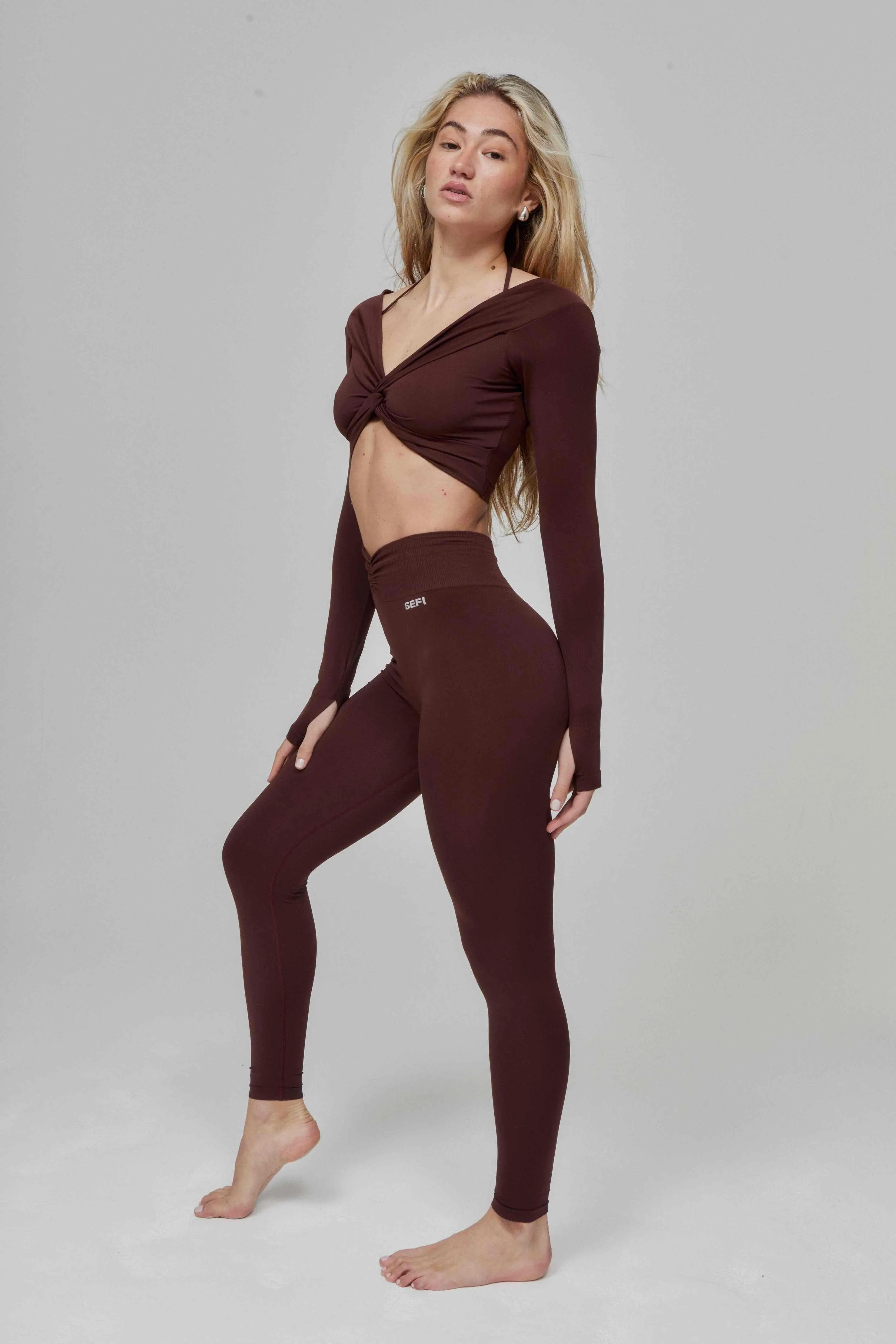 Butterluxe Ruched Waist Leggings Full Length - Bitter Chocolate