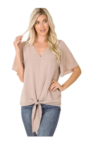 Cappuccino Double Layer Chiffon Top