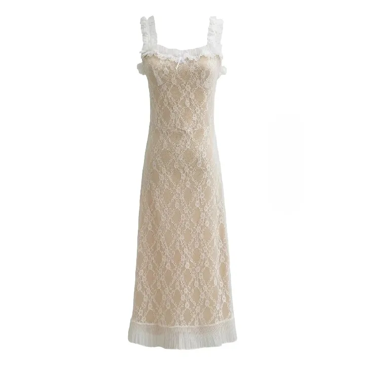 Clydie Lace Mesh Bodycon Midi Dress