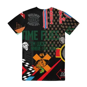 Collage All-Over-Print Black T-Shirt