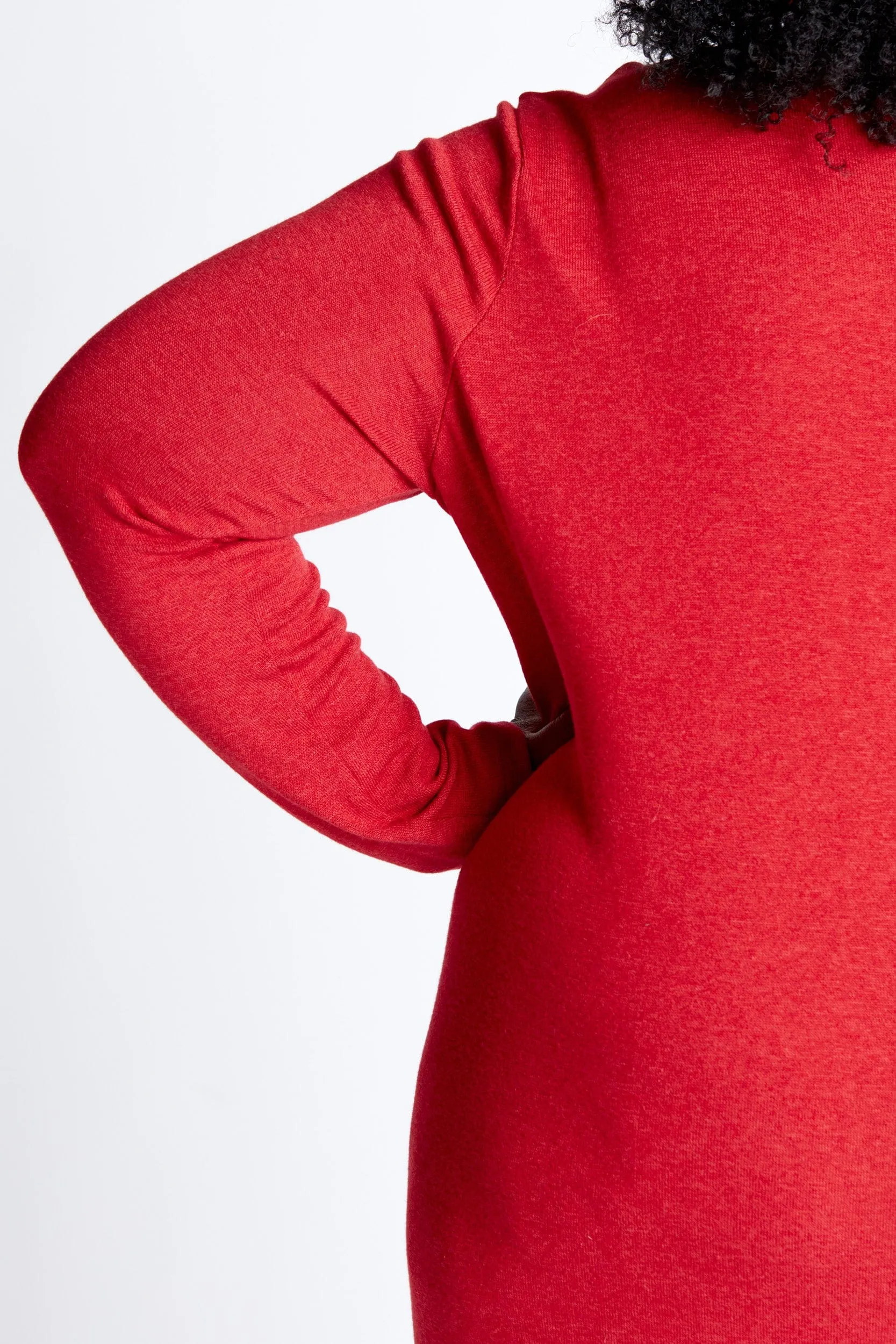 Column Knit Sweater Dress in Crimson Red