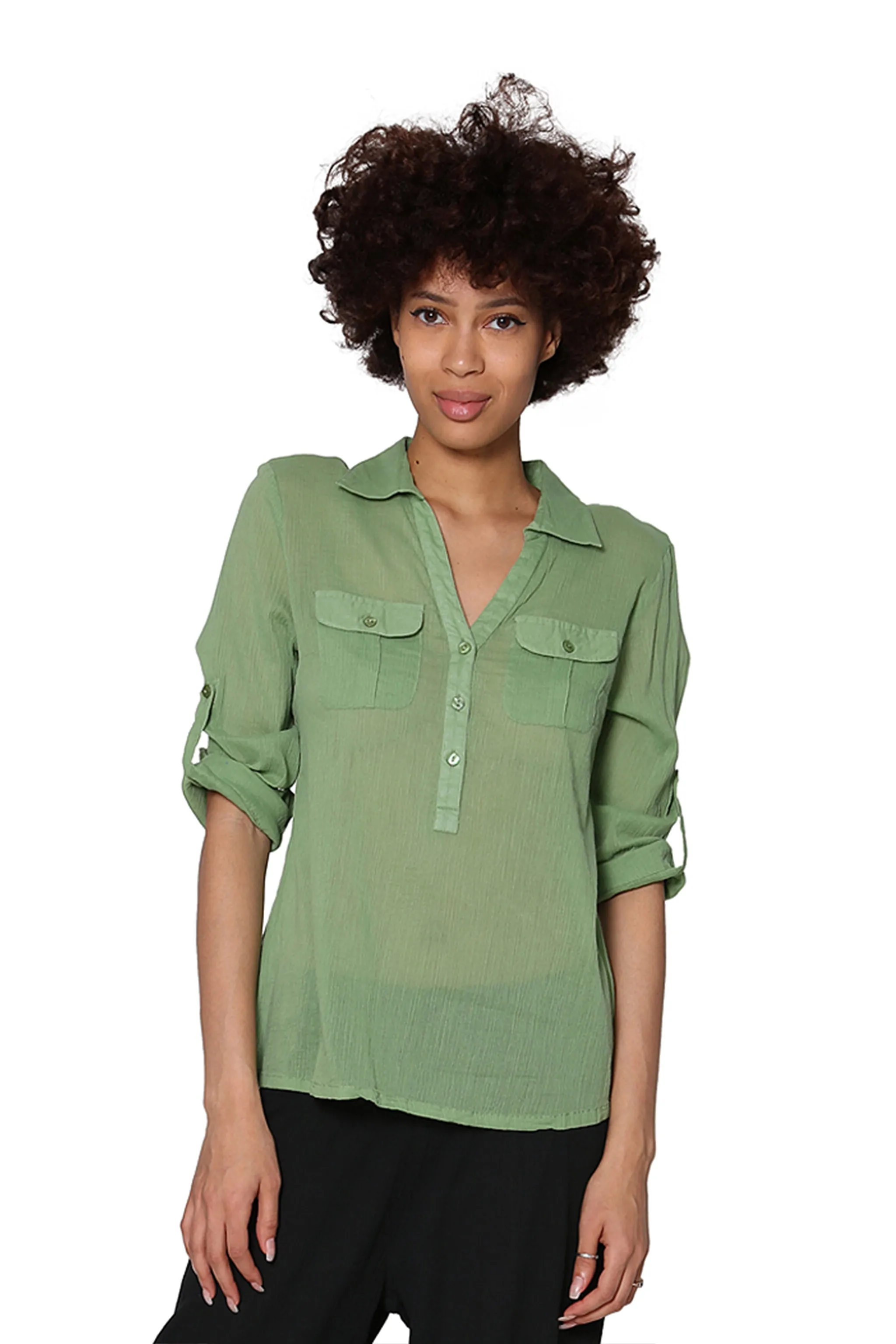 Cotton Gauze Camp Shirt