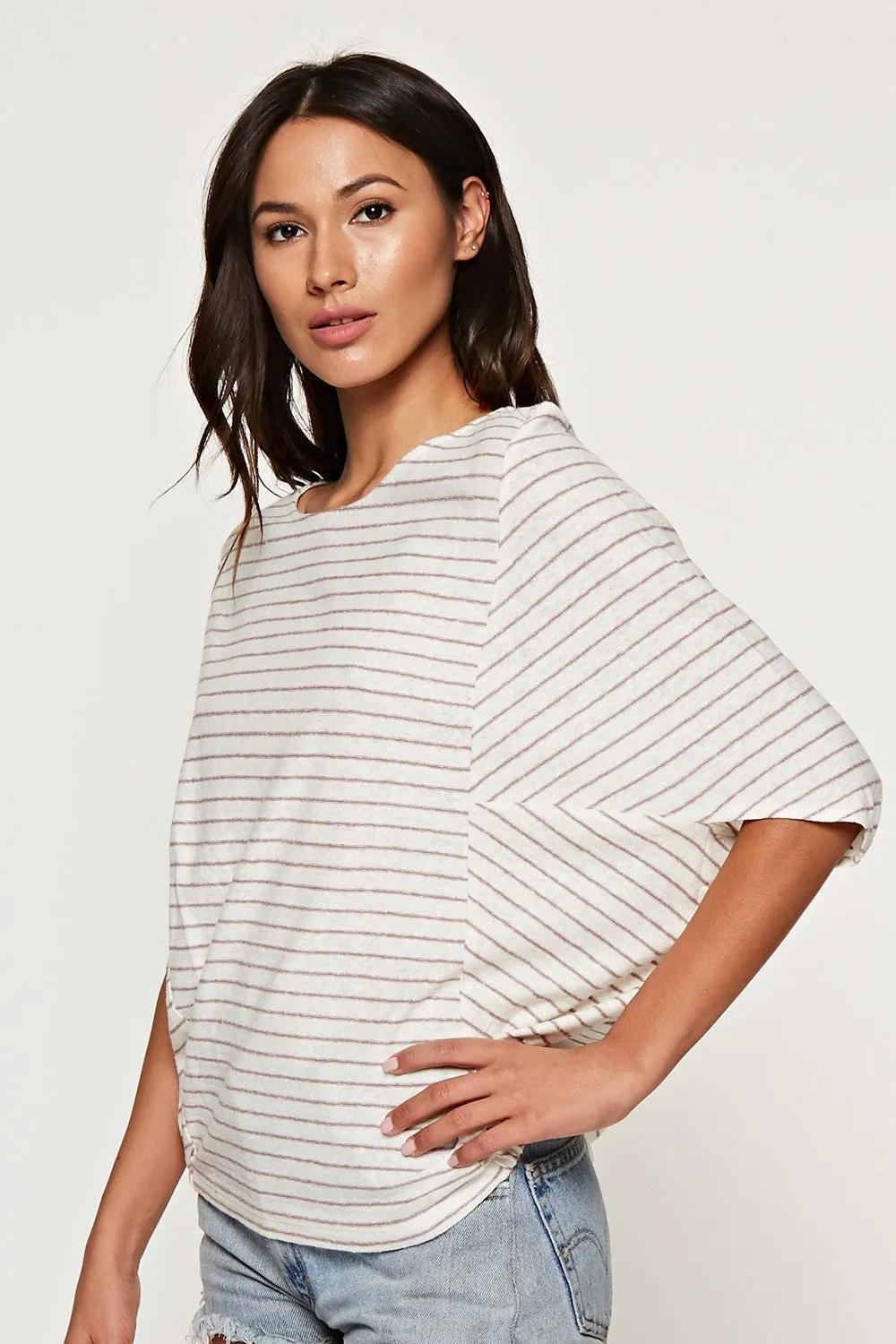 Cotton Linen, Mitered Stripe Top