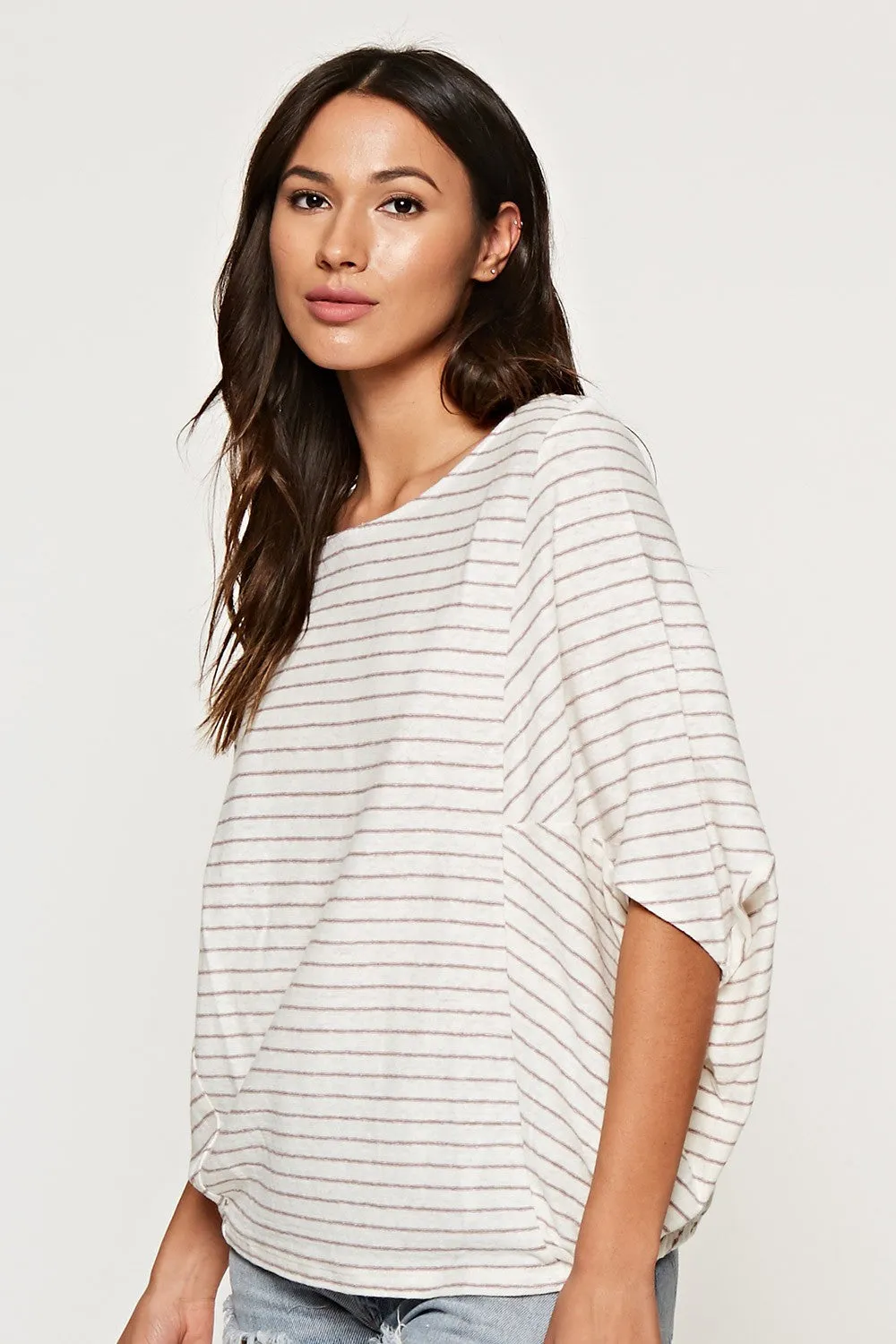 Cotton Linen, Mitered Stripe Top