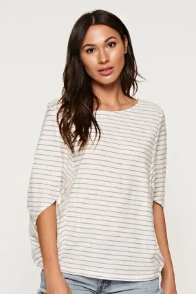 Cotton Linen, Mitered Stripe Top