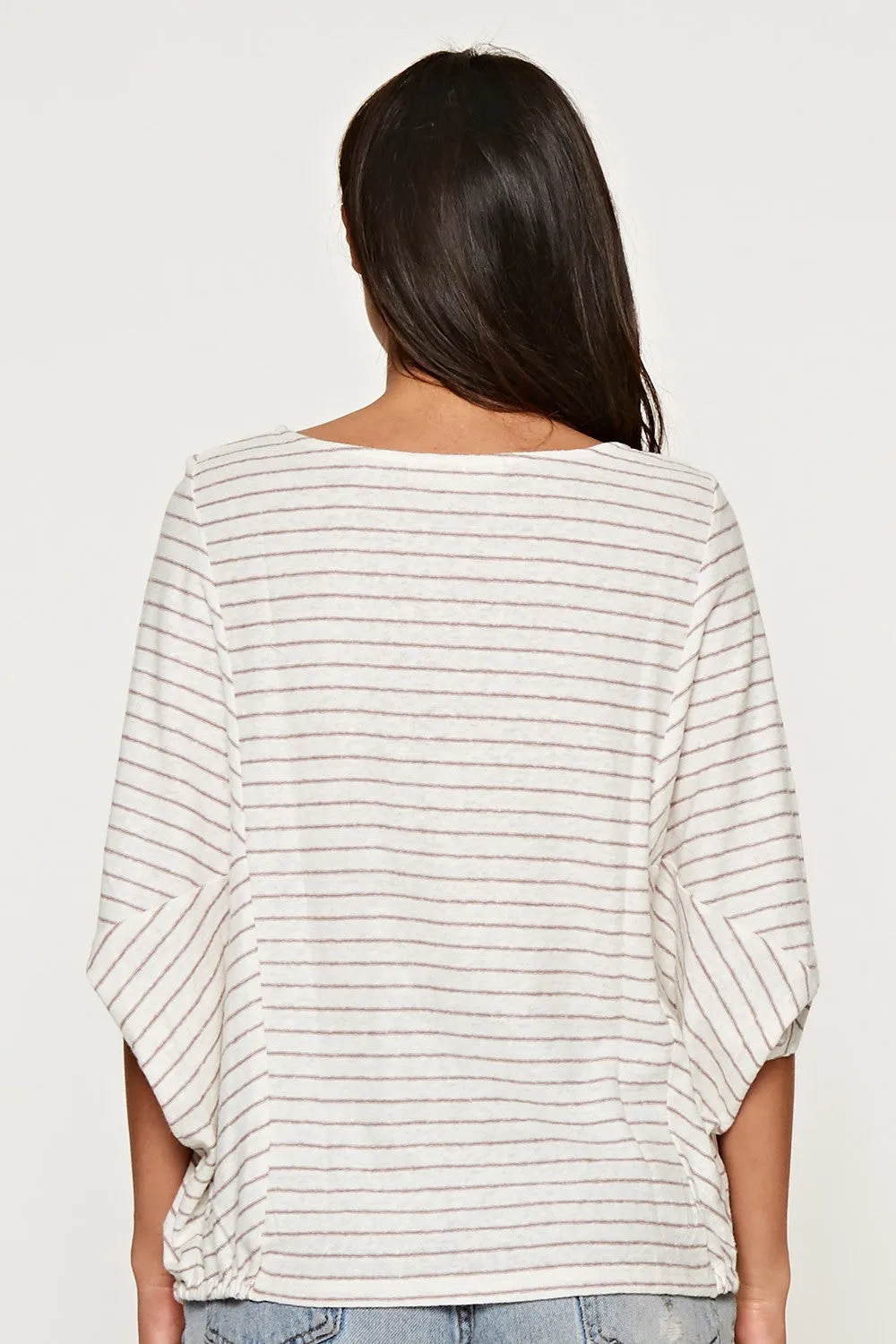 Cotton Linen, Mitered Stripe Top