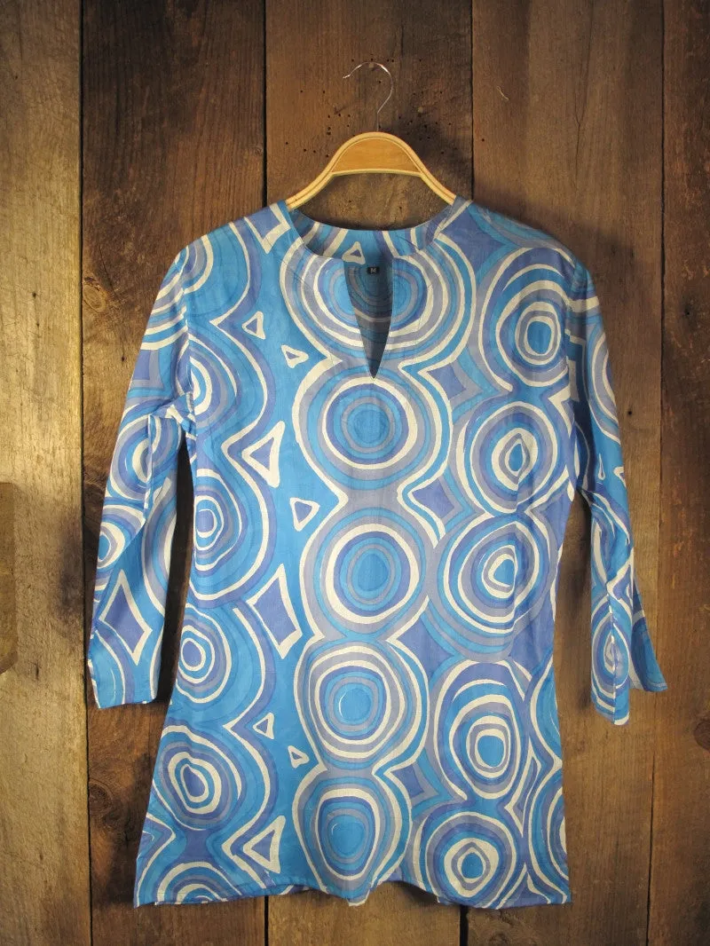 Cotton Print Tunic Mod in Blue
