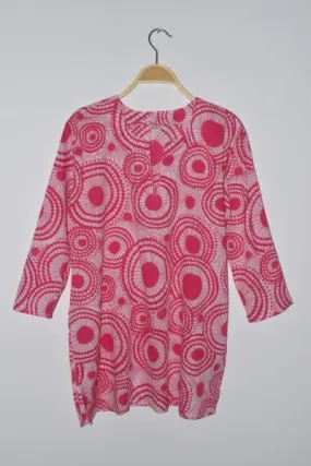 Cotton Print Tunic Mod Pink