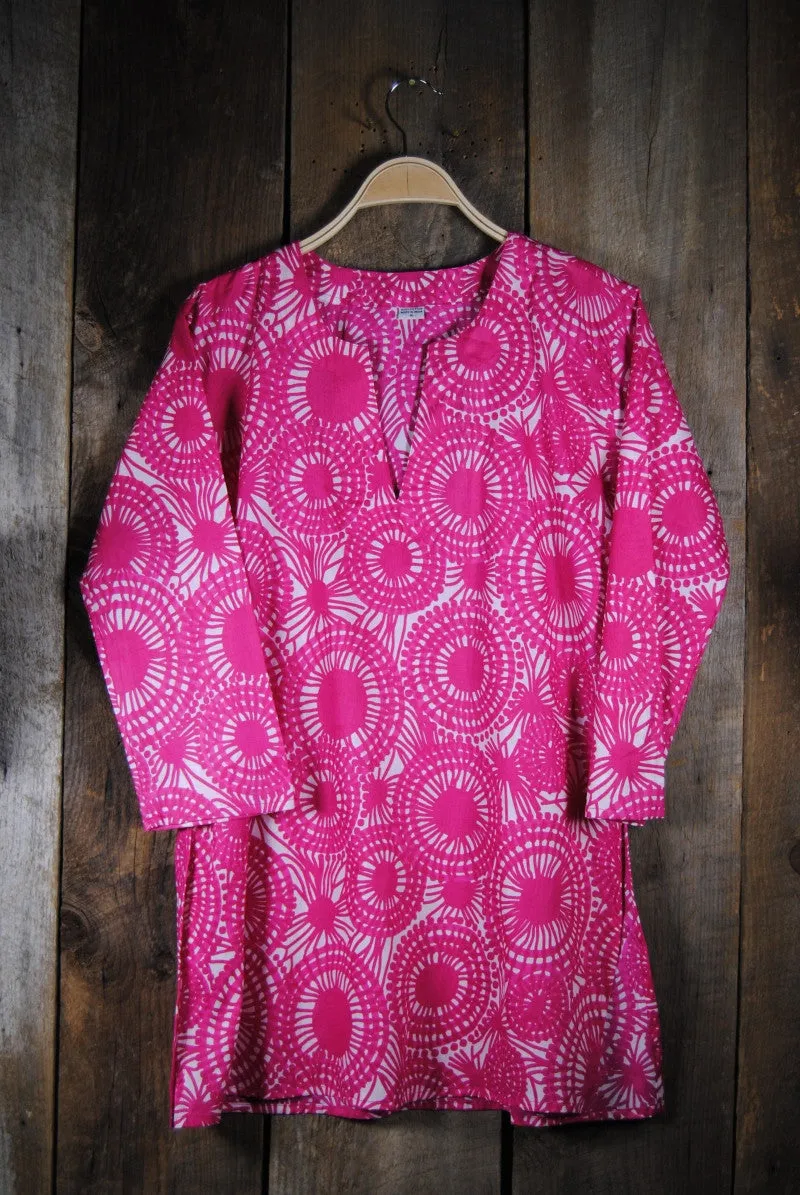 Cotton Print Tunic Mod Pink