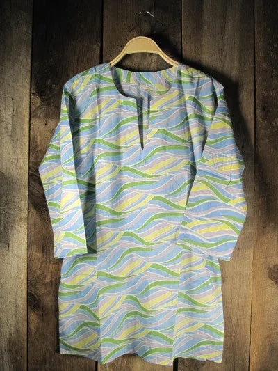 Cotton Print Tunic Wavy Green