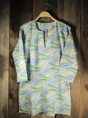 Cotton Print Tunic Wavy Green