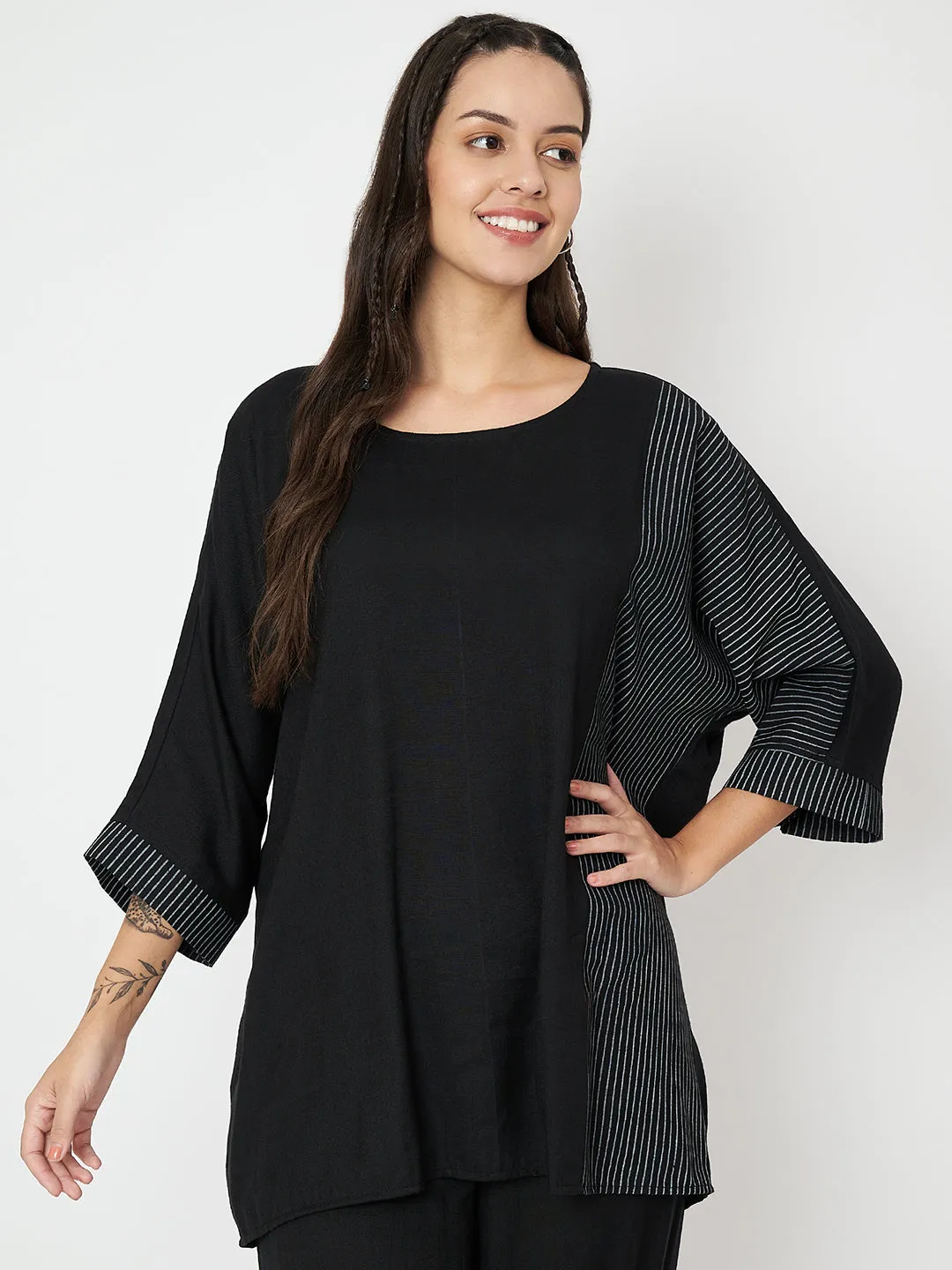 Cotton Slub Block Printed Oversized Tunic