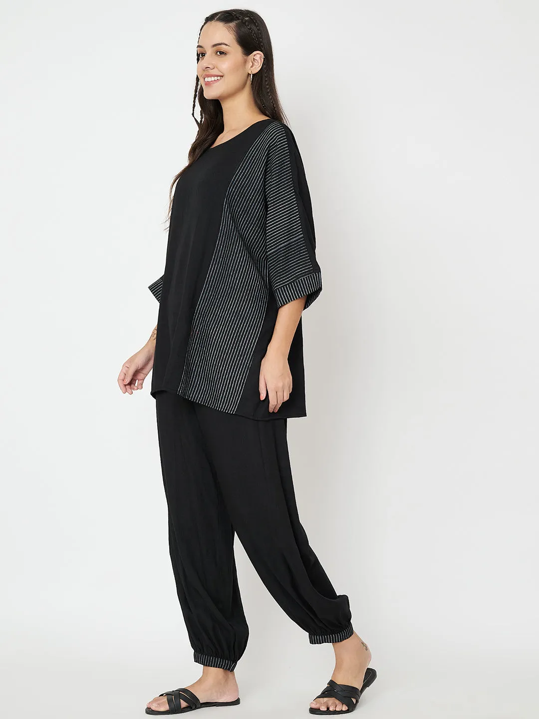 Cotton Slub Block Printed Oversized Tunic