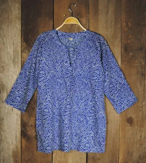 Cotton Tunic Top in Blue Vines