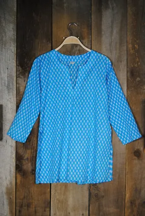 Cotton Tunic Top in Bright Turquoise
