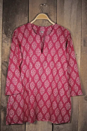 Cotton Tunic Top in Pink Waves