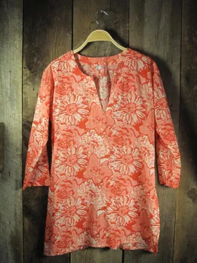Cotton Tunic Top Melon Floral