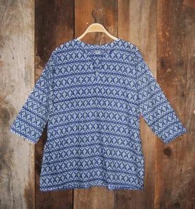 Cotton Tunic Top Southwestern Blue