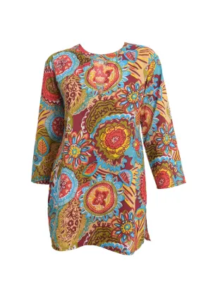 Cotton Tunic Top Turquoise Summer