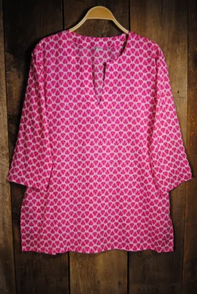 Cotton Tunic Top with Jeweled Print