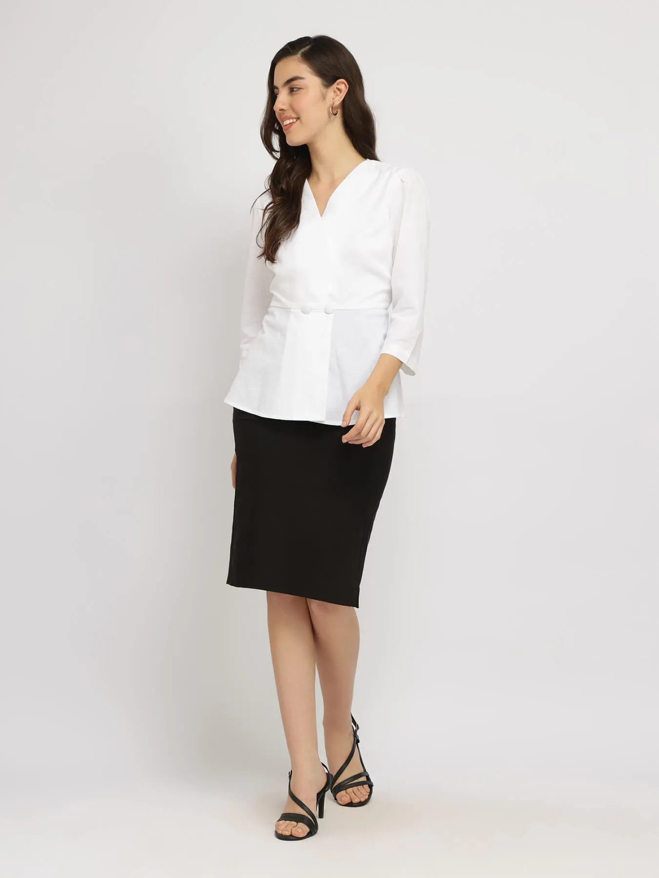 Cotton Wrap Top - White