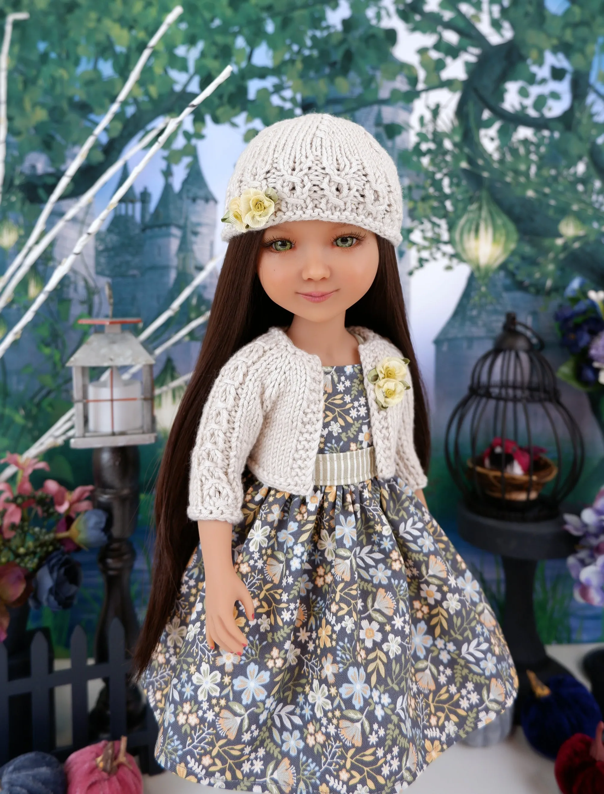 Countryside Wildflowers - dress and sweater set with shoes for Ruby Red Fashion Friends doll