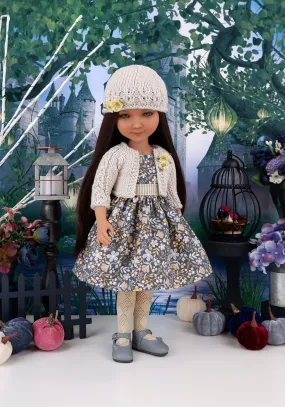 Countryside Wildflowers - dress and sweater set with shoes for Ruby Red Fashion Friends doll