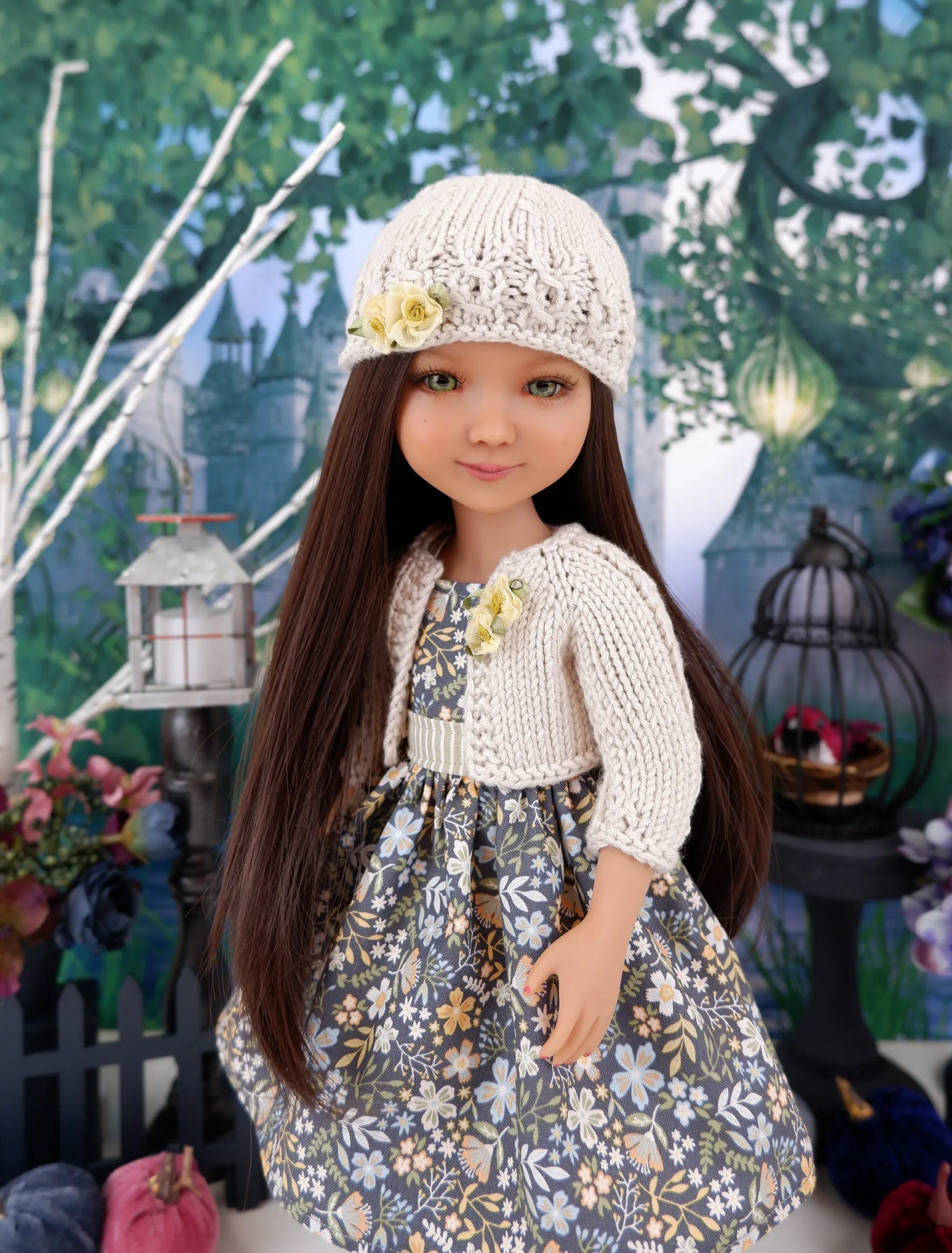 Countryside Wildflowers - dress and sweater set with shoes for Ruby Red Fashion Friends doll
