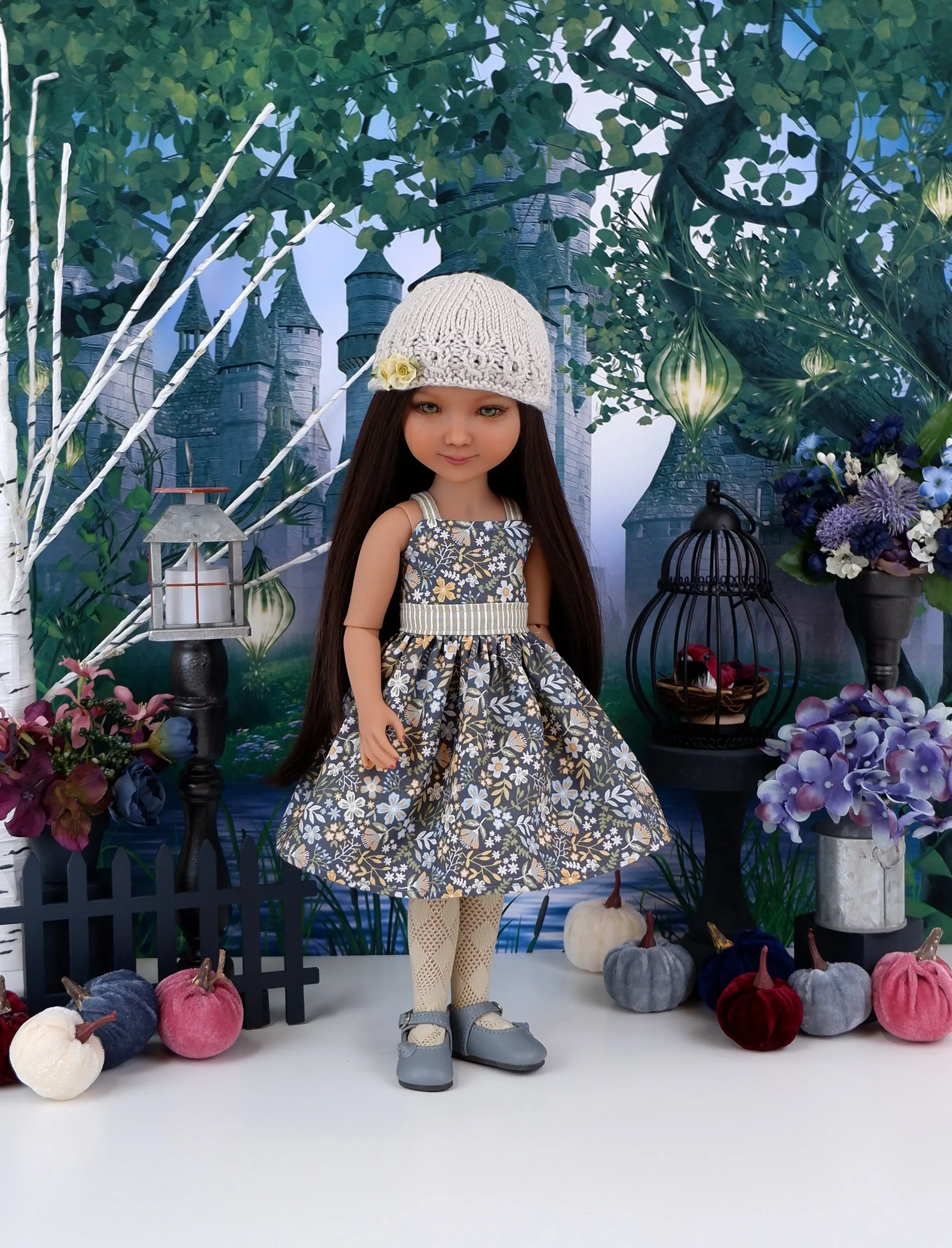 Countryside Wildflowers - dress and sweater set with shoes for Ruby Red Fashion Friends doll