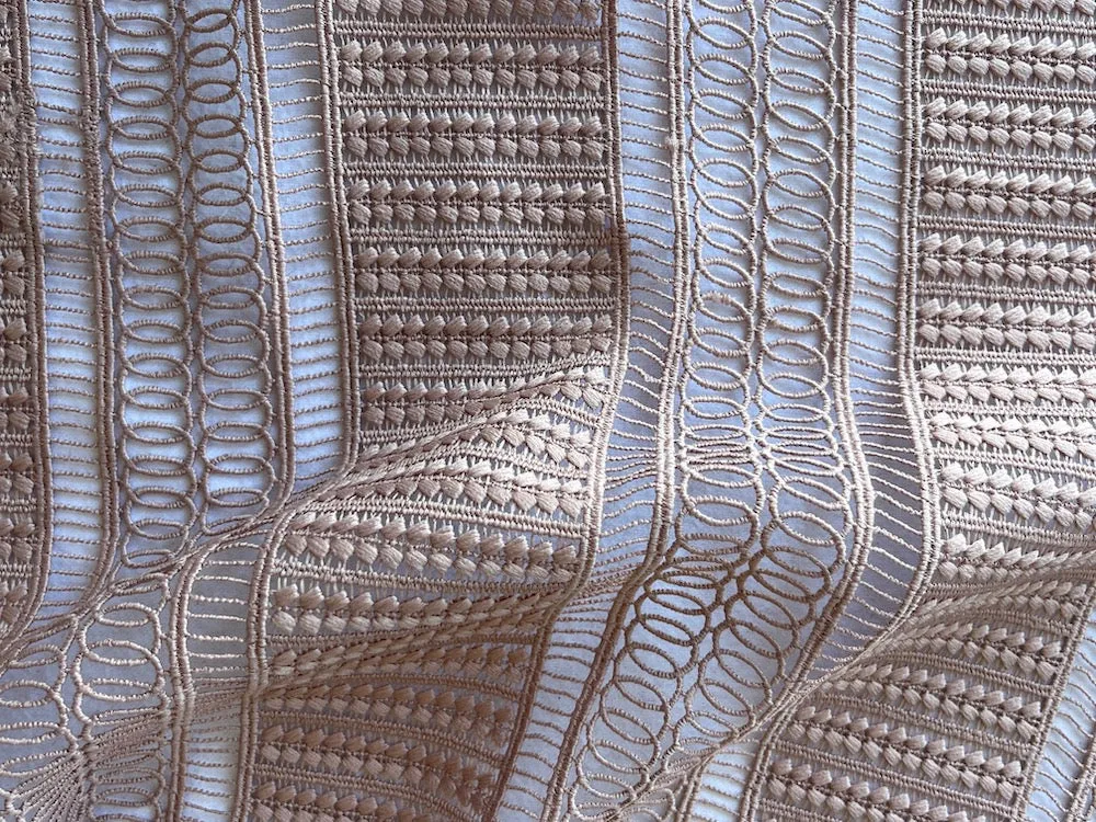 Couture Sophisticated Rosy French Bisque Guipure Lace Fabric