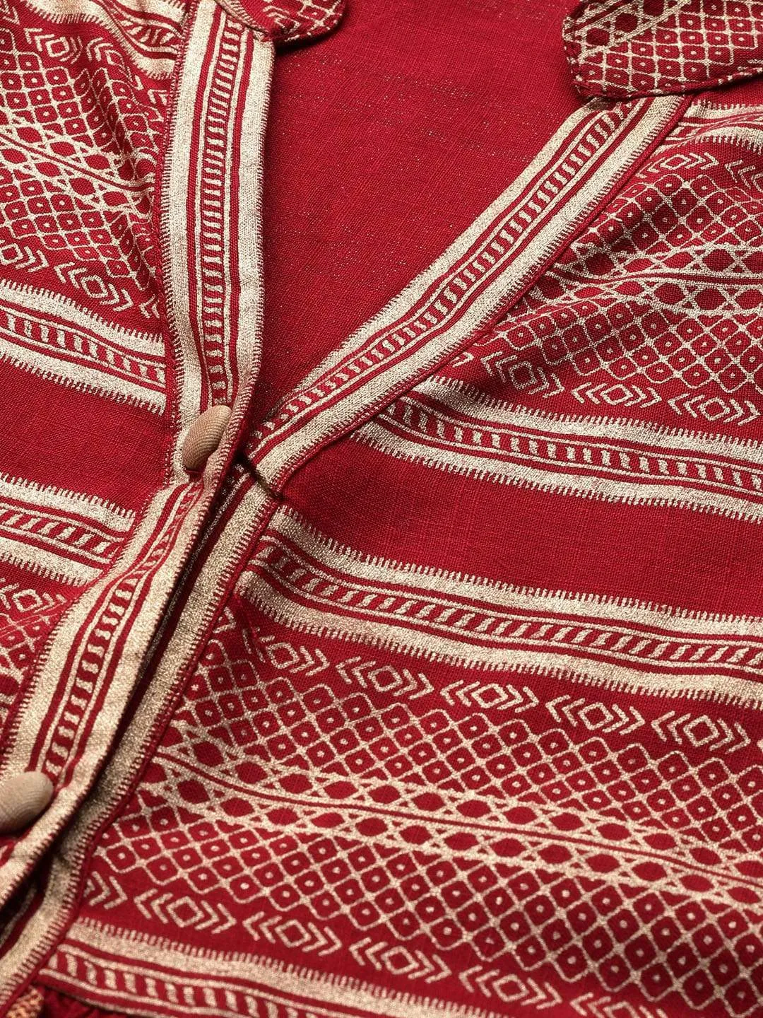 Couture Women's 's Maroon & Golden Printed Tunic - AKS