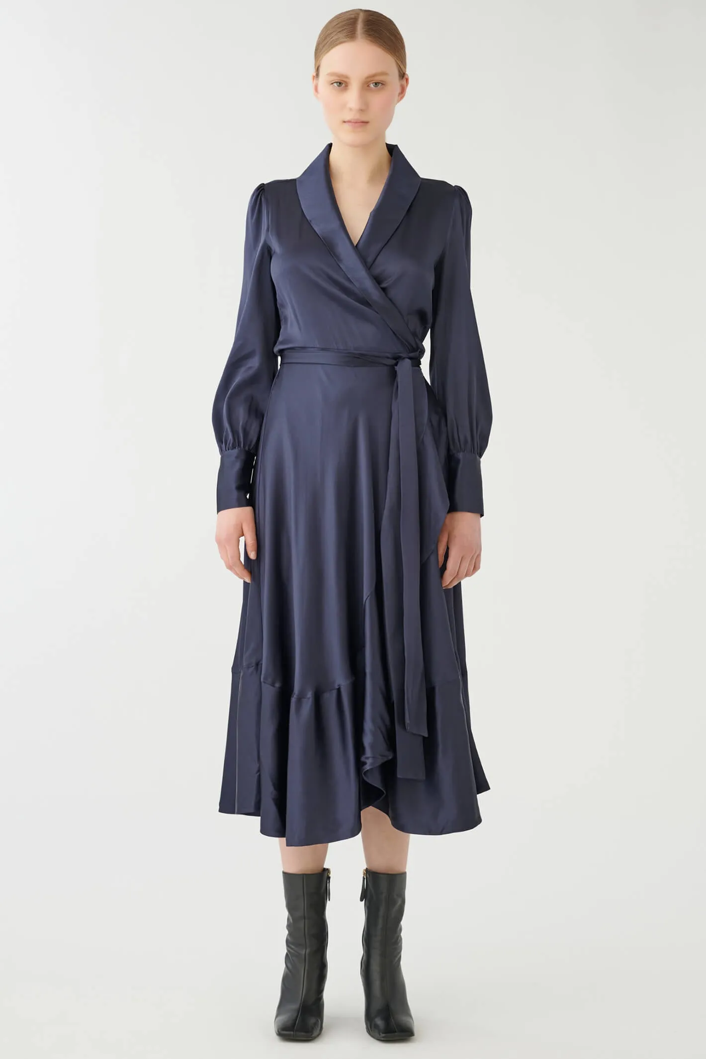Dea Kudibal 0900723 Vitah Navy Optical Silk Wrap Dress