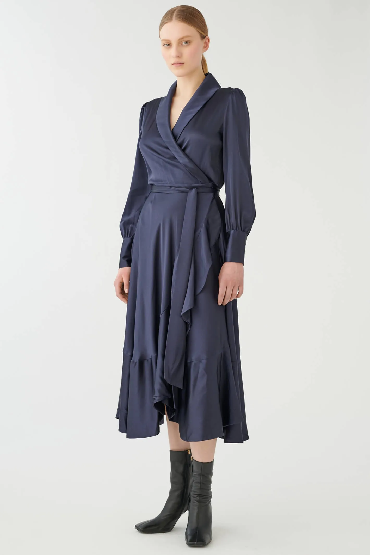 Dea Kudibal 0900723 Vitah Navy Optical Silk Wrap Dress