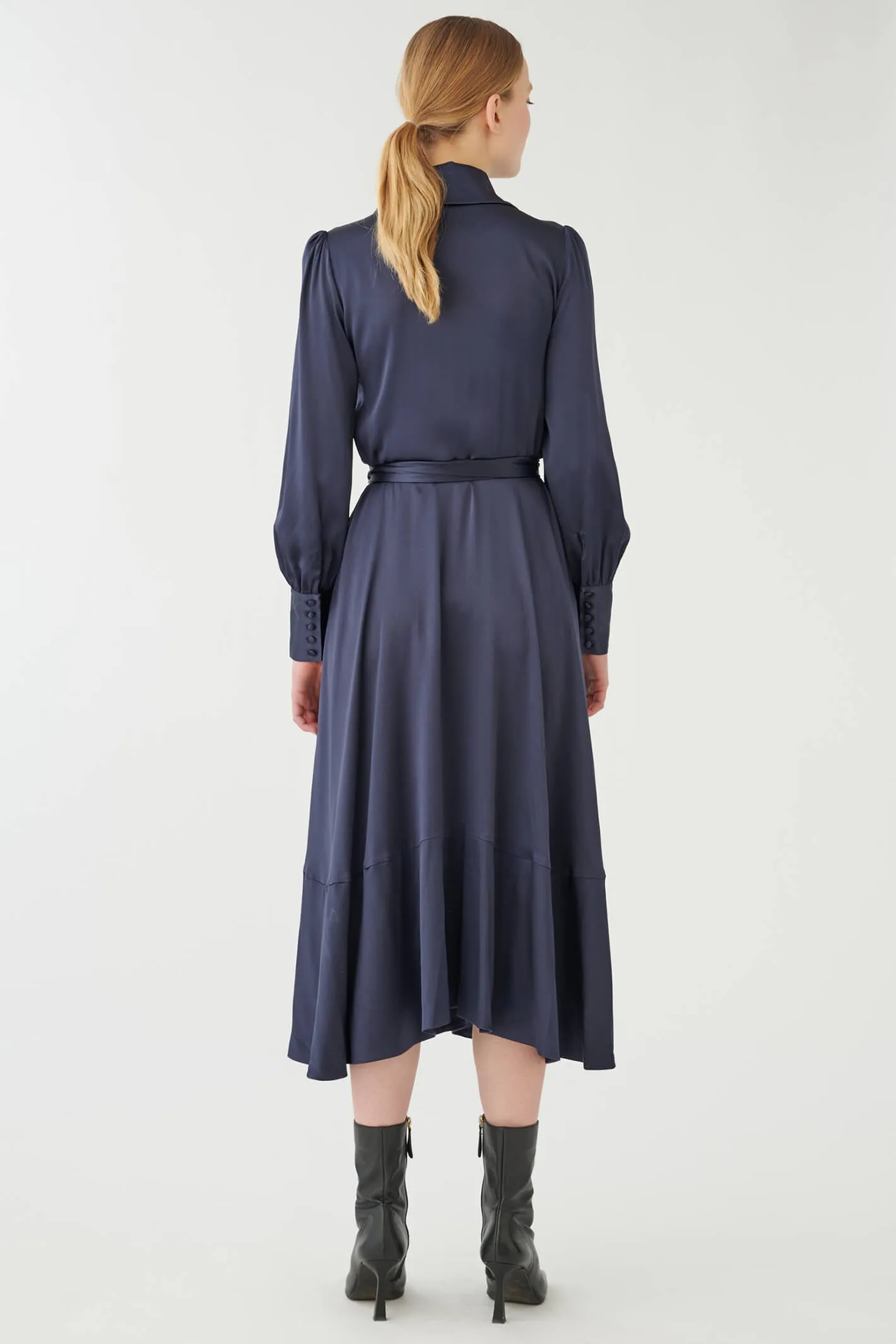 Dea Kudibal 0900723 Vitah Navy Optical Silk Wrap Dress