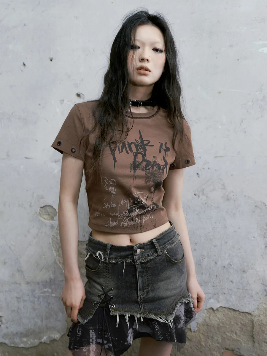 Denim Old Washed Stitching Skir