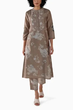 Discharge Print Beige Tunic and Pant