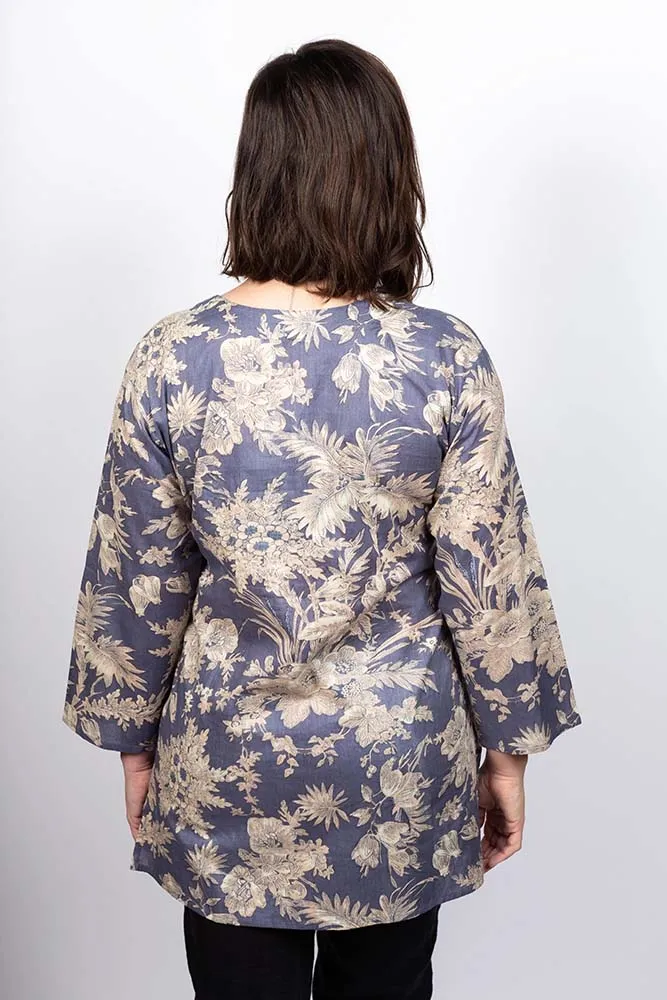 Dolma Dusty Blue Cotton Tunic Top
