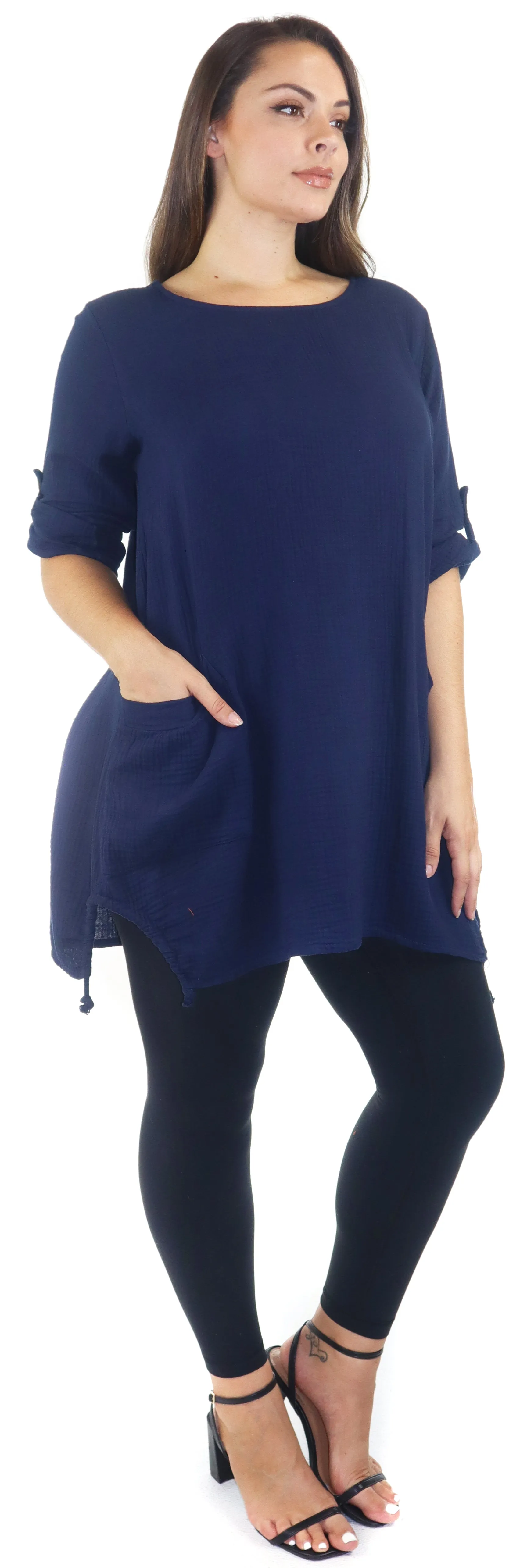 Double Gauze soft cotton oversized tunic, Loose fitting women tunic