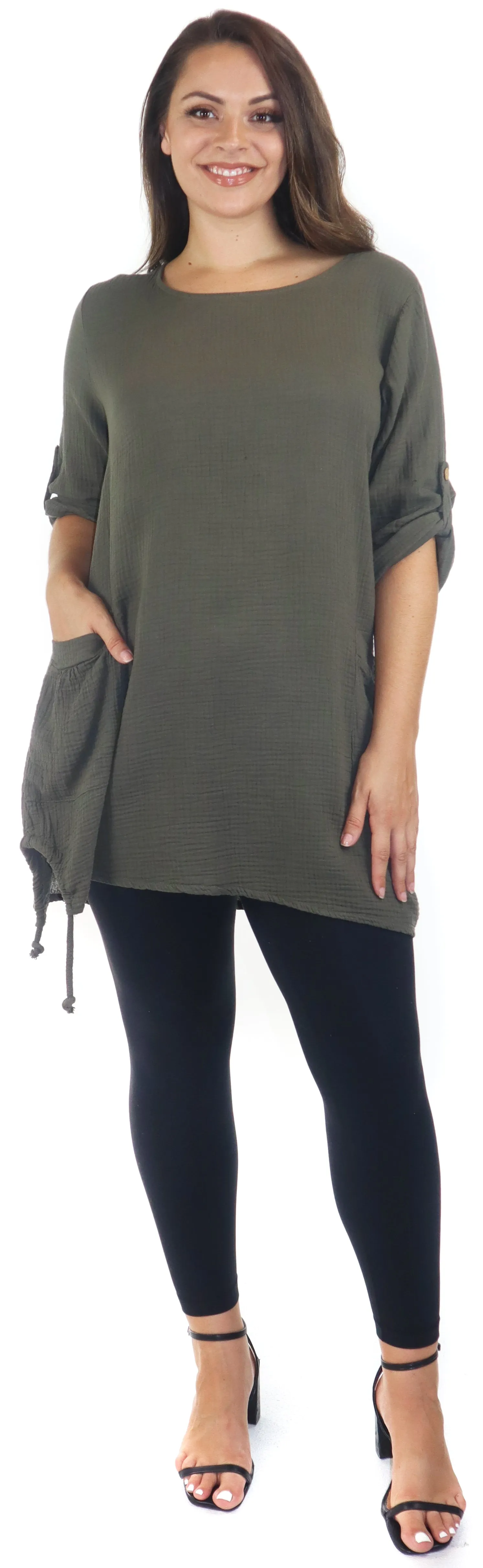 Double Gauze soft cotton oversized tunic, Loose fitting women tunic