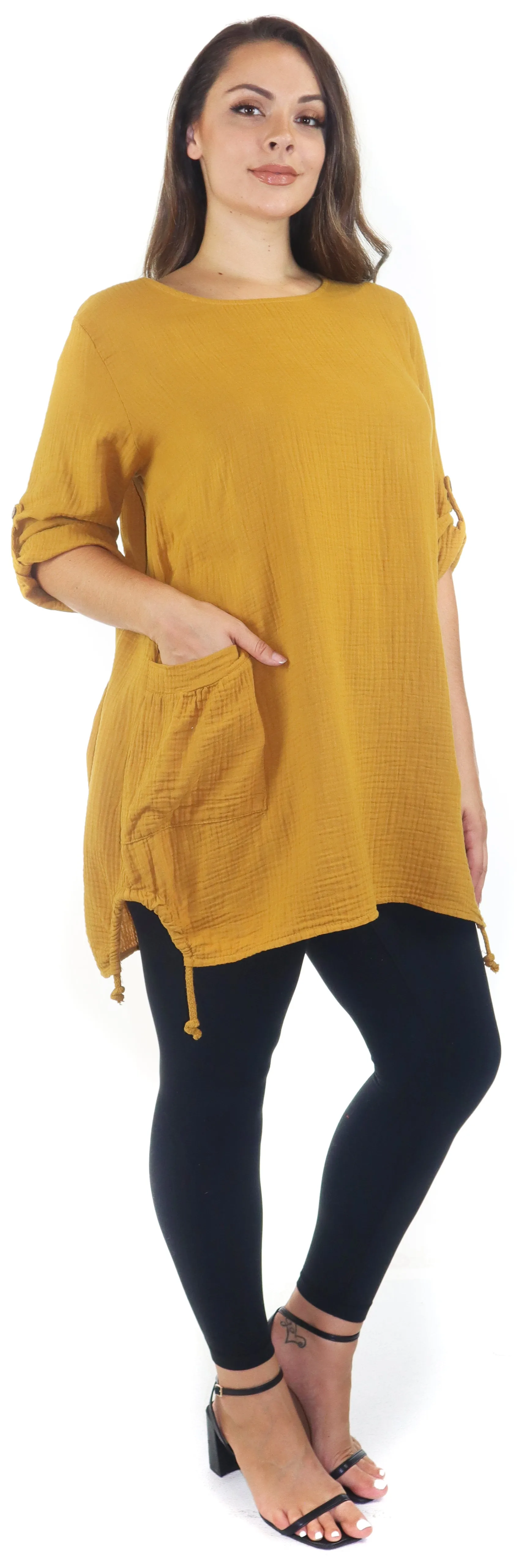 Double Gauze soft cotton oversized tunic, Loose fitting women tunic