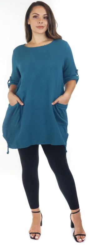 Double Gauze soft cotton oversized tunic, Loose fitting women tunic