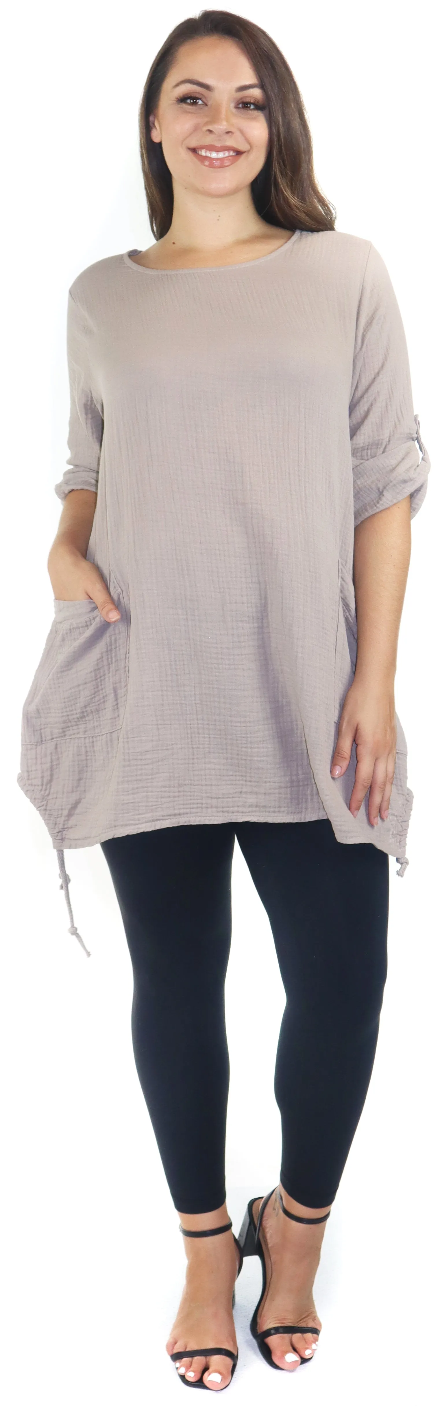 Double Gauze soft cotton oversized tunic, Loose fitting women tunic