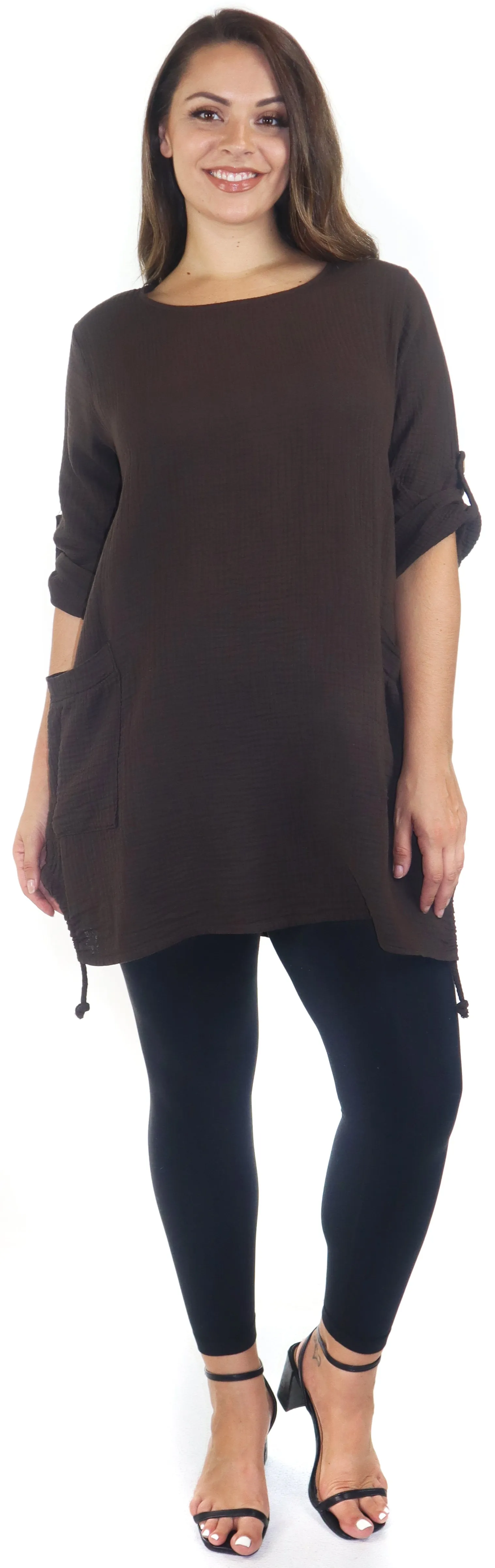 Double Gauze soft cotton oversized tunic, Loose fitting women tunic