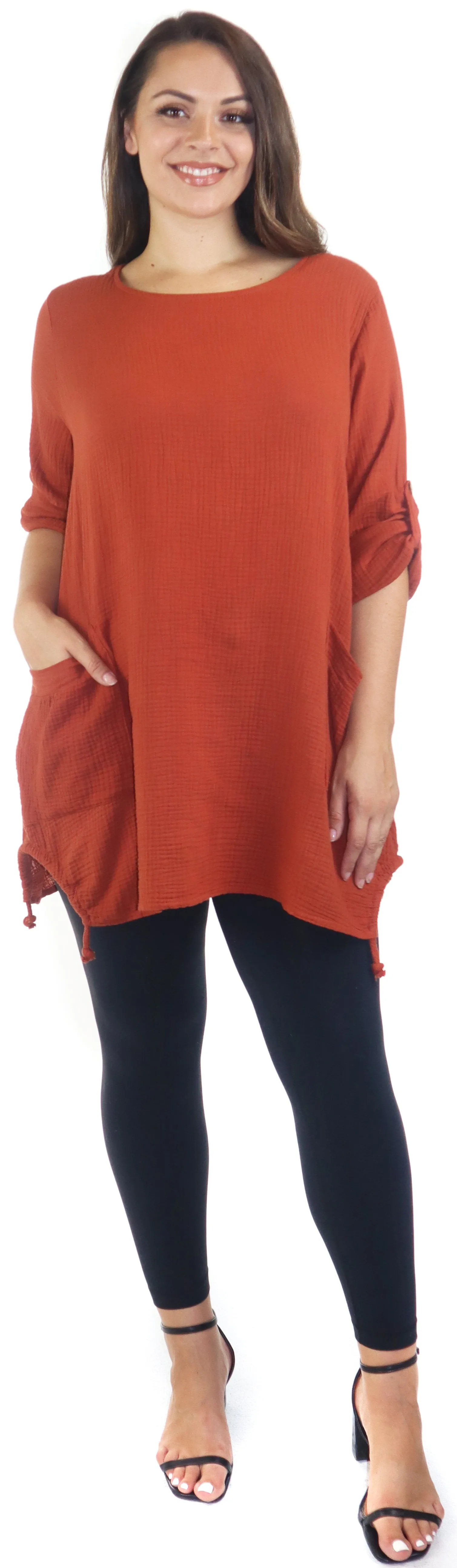 Double Gauze soft cotton oversized tunic, Loose fitting women tunic