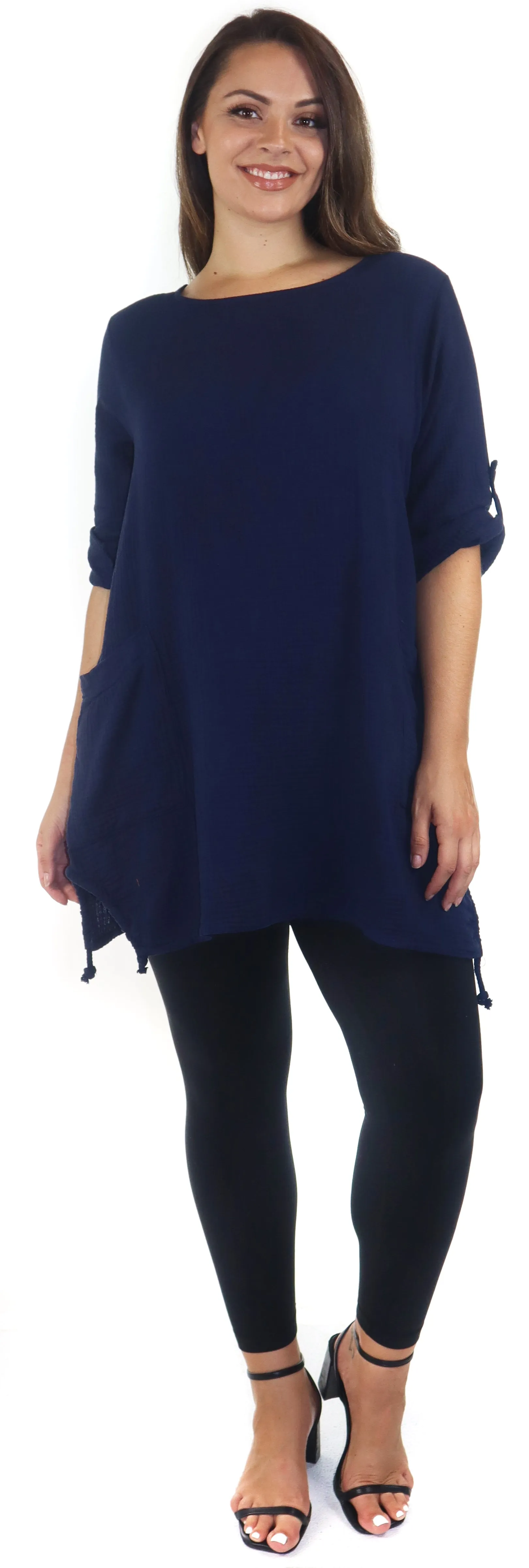 Double Gauze soft cotton oversized tunic, Loose fitting women tunic