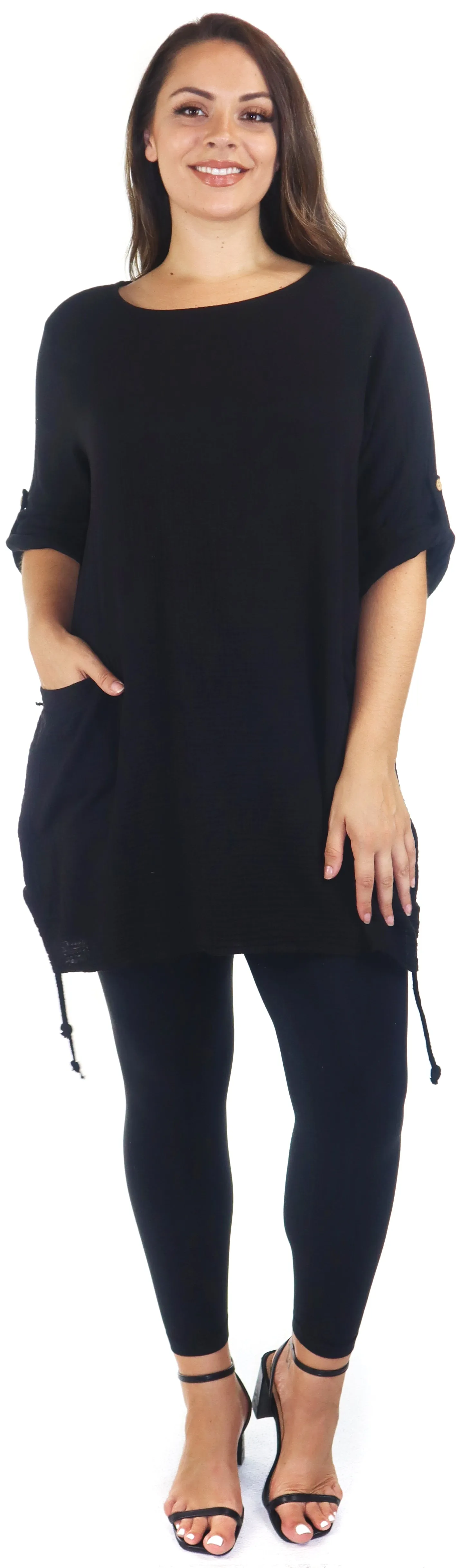 Double Gauze soft cotton oversized tunic, Loose fitting women tunic