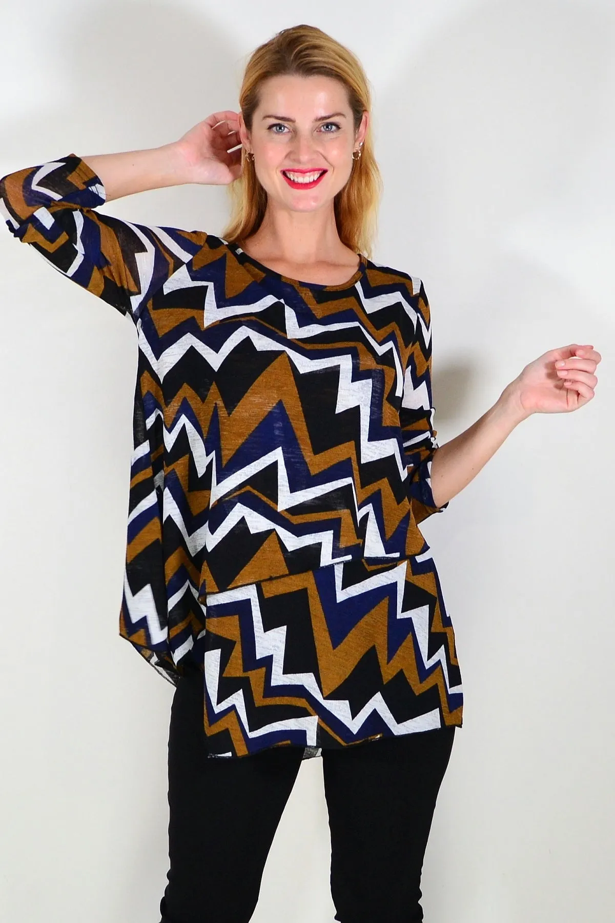 Double Layered Zig Zag Tunic Top