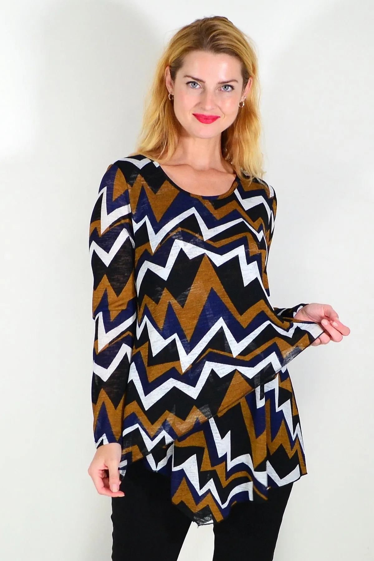 Double Layered Zig Zag Tunic Top