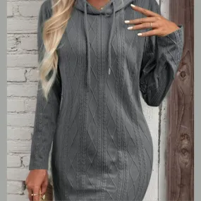 Drawstring Hooded Sweater Dress