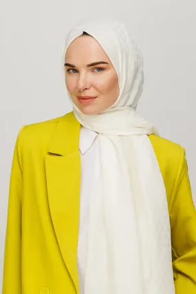 Ecru Prism Pattern Cotton Jacquard Hijab